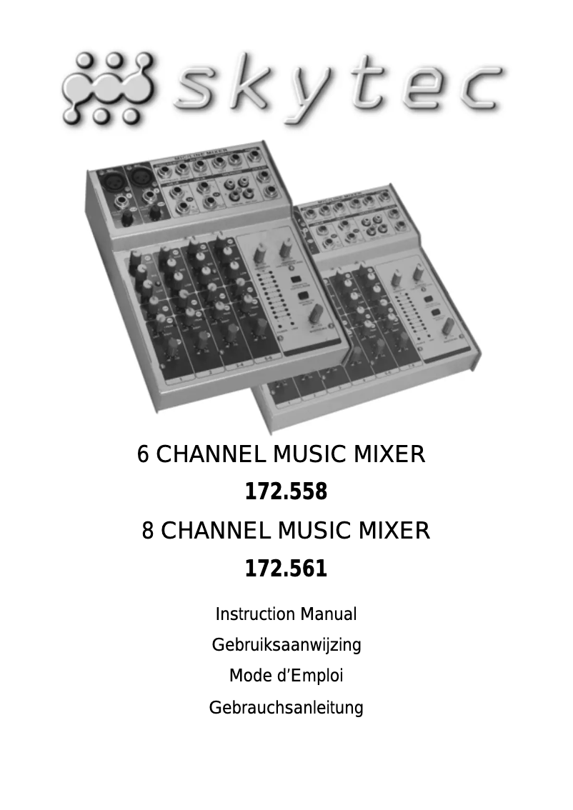 Page 1 de la notice Manuel utilisateur Skytec 6 channel mixer
