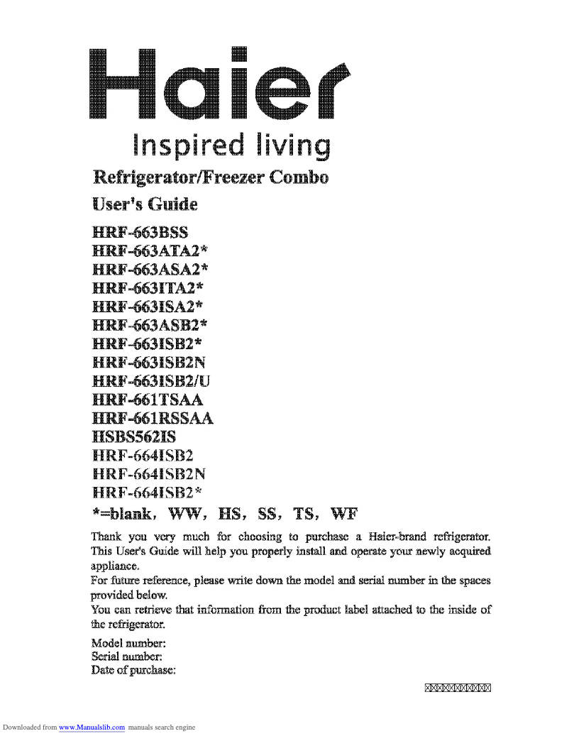 Página 1 del manual Manual de usuario Haier HRF-663ATA2