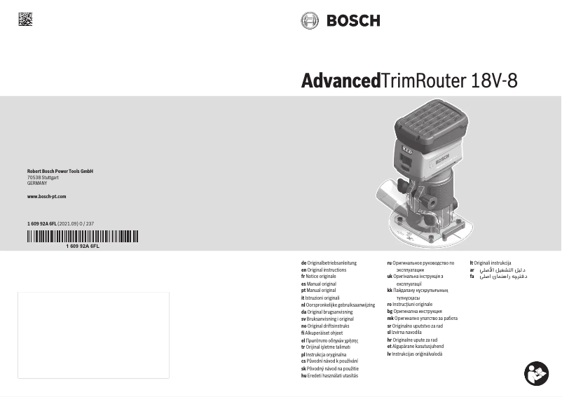 Page 1 de la notice Manuel utilisateur Bosch AdvancedTrimRouter 18V-8