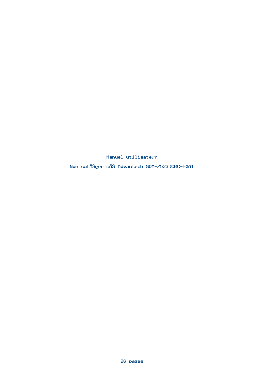 Page 1 de la notice Manuel utilisateur Advantech SOM-7533DCBC-S0A1