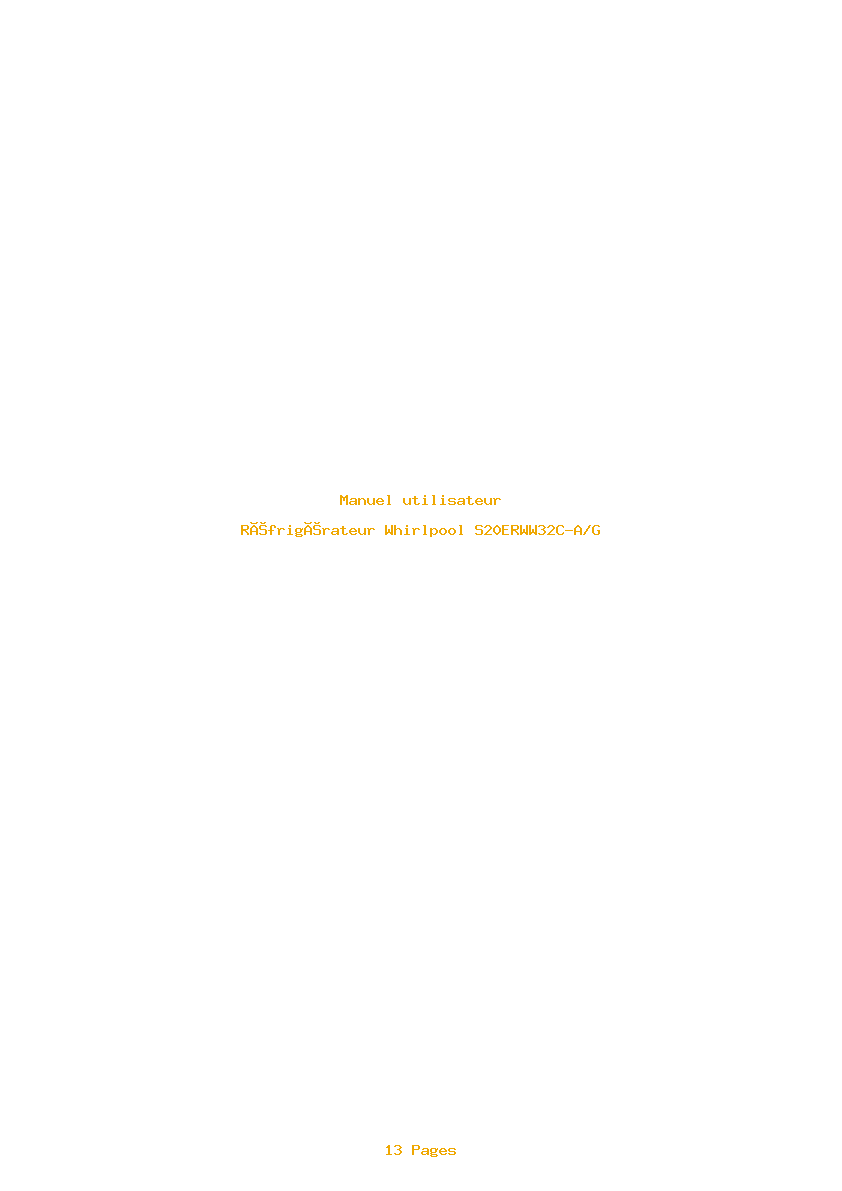 Page 1 de la notice Manuel utilisateur Whirlpool S20ERWW32C-A/G