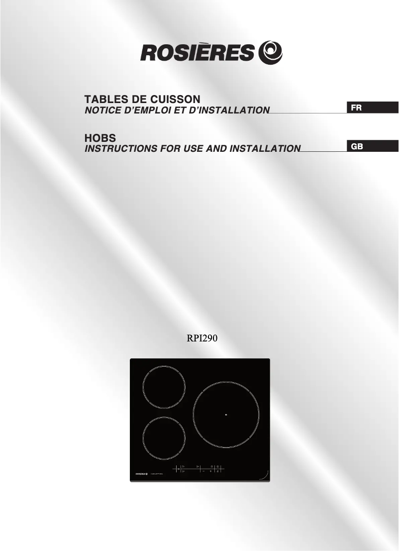 Page 1 de la notice Manuel utilisateur Rosieres RPI 290