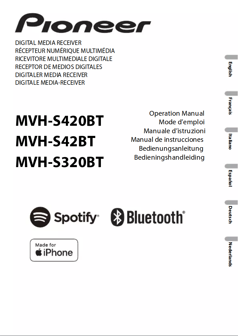 Page 1 de la notice Manuel utilisateur Pioneer MVH-S320BT