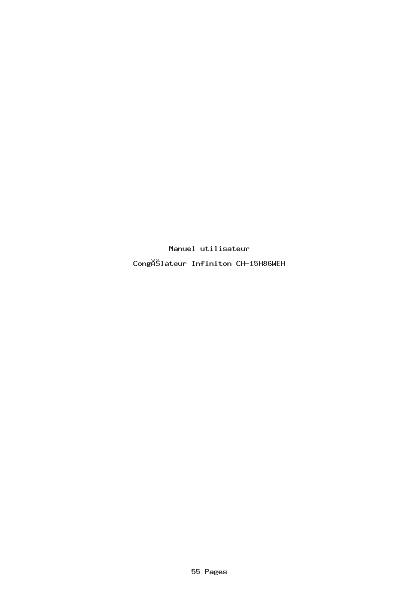 Page 1 de la notice Manuel utilisateur Infiniton CH-15H86WEH