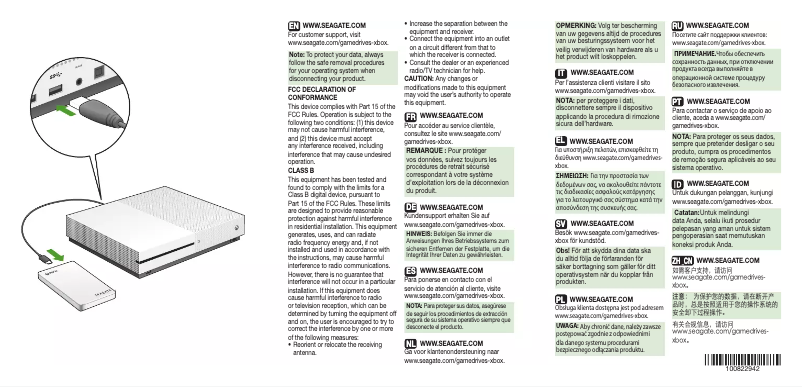 Page 1 de la notice Manuel utilisateur Seagate Game Drive for Xbox