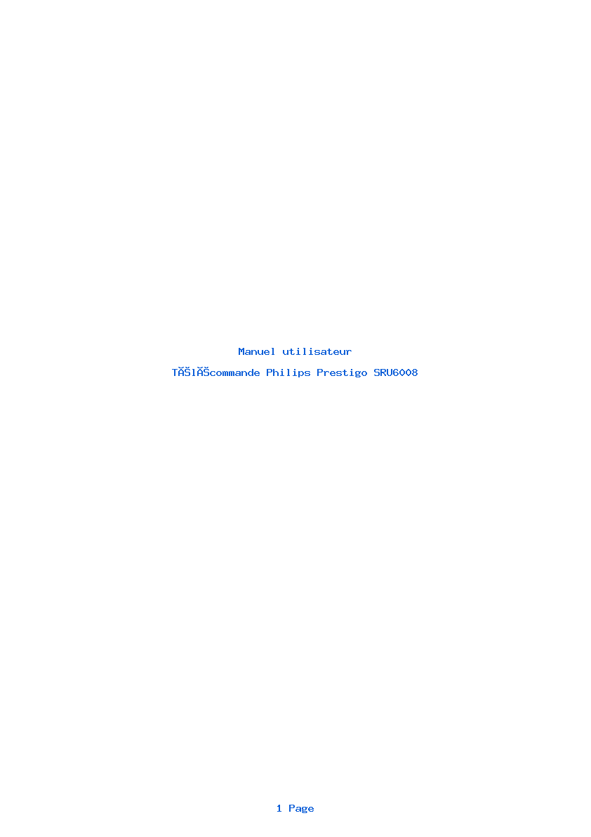 Page 1 de la notice Manuel utilisateur Philips Prestigo SRU6008