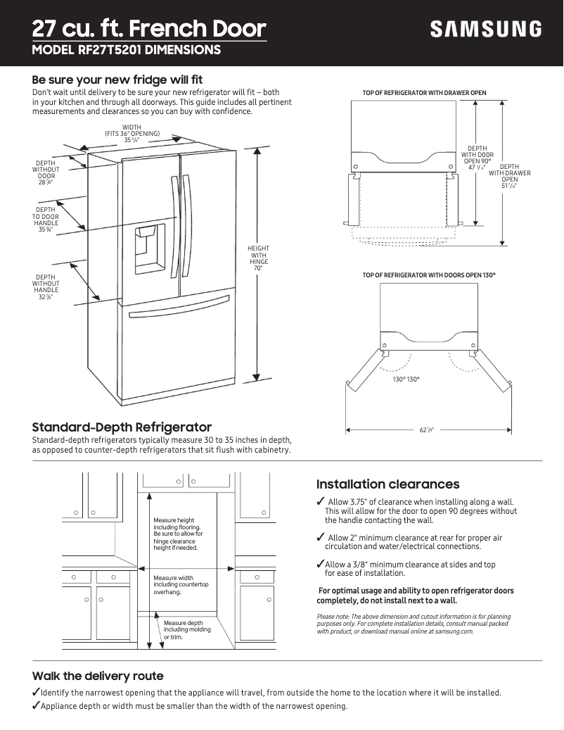 Página 1 del manual Guía de medición Samsung RF27T5501SR/AA