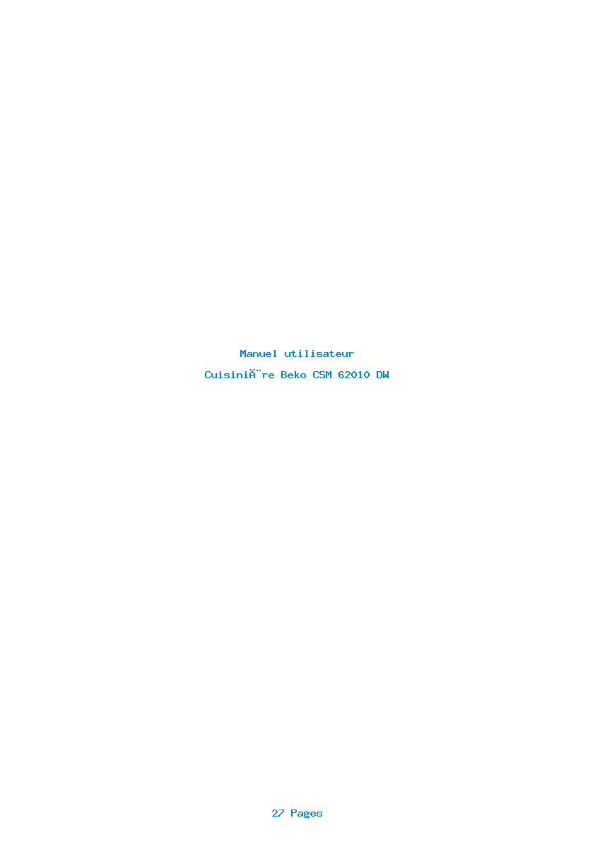 Page 1 de la notice Manuel utilisateur Beko CSM 62010 DW
