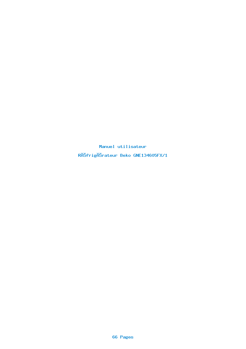 Page 1 de la notice Manuel utilisateur Beko GNE134605FX/1