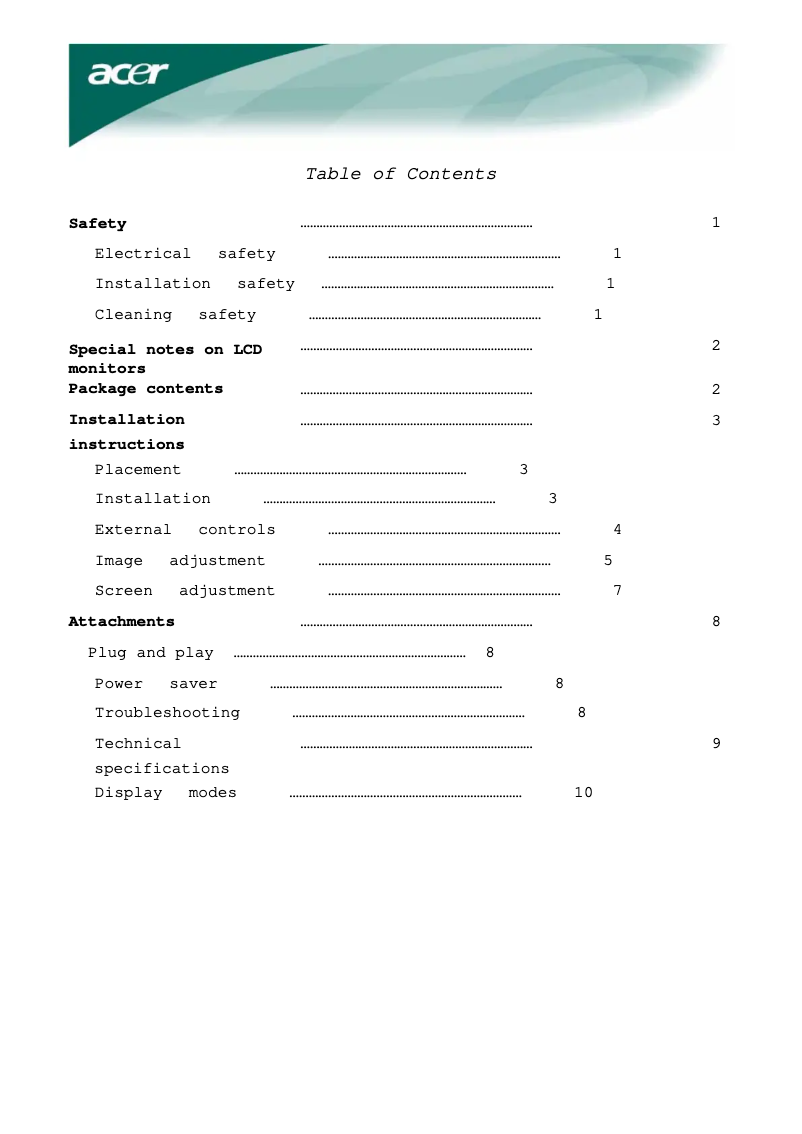 Page 1 de la notice Manuel utilisateur Acer Value AL2216