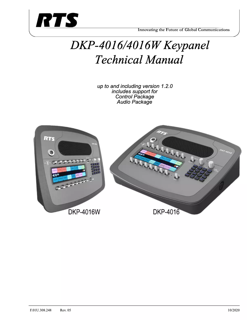 Page 1 de la notice Manuel utilisateur RTS DKP-4016