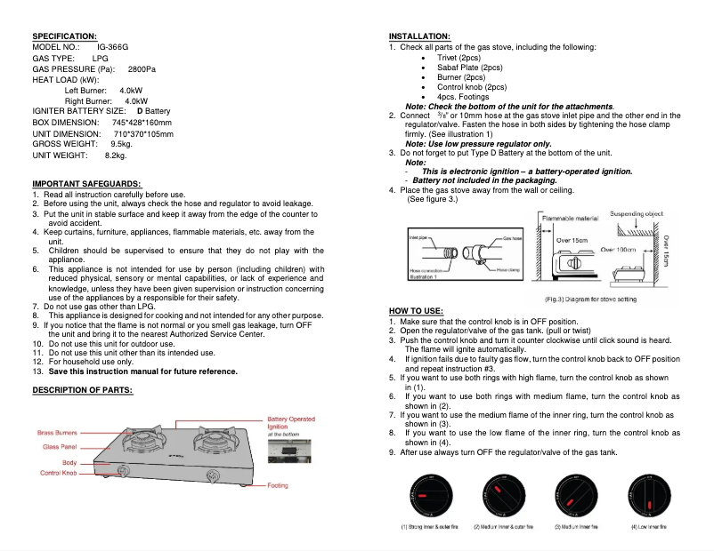 Page 1 de la notice Manuel utilisateur Imarflex IG-366G