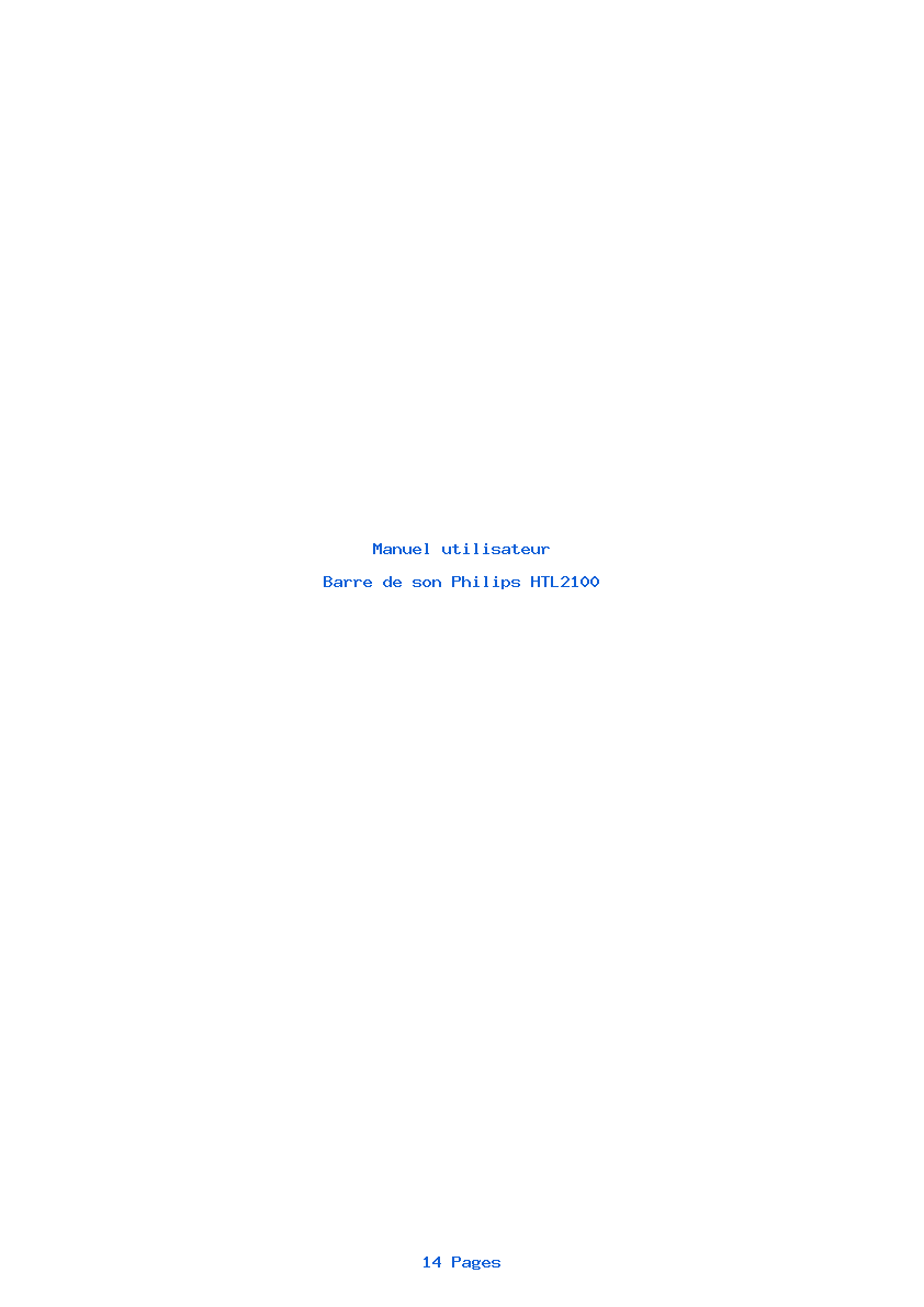 Page 1 de la notice Manuel utilisateur Philips HTL2100