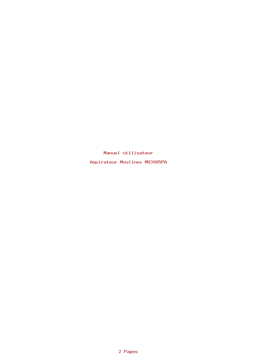 Page 1 de la notice Manuel utilisateur Moulinex MO3985PA