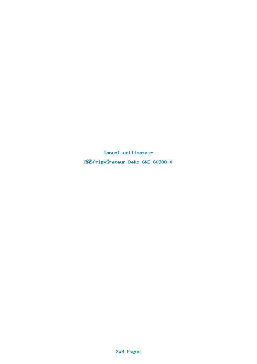 Page 1 de la notice Manuel utilisateur Beko GNE 60500 X