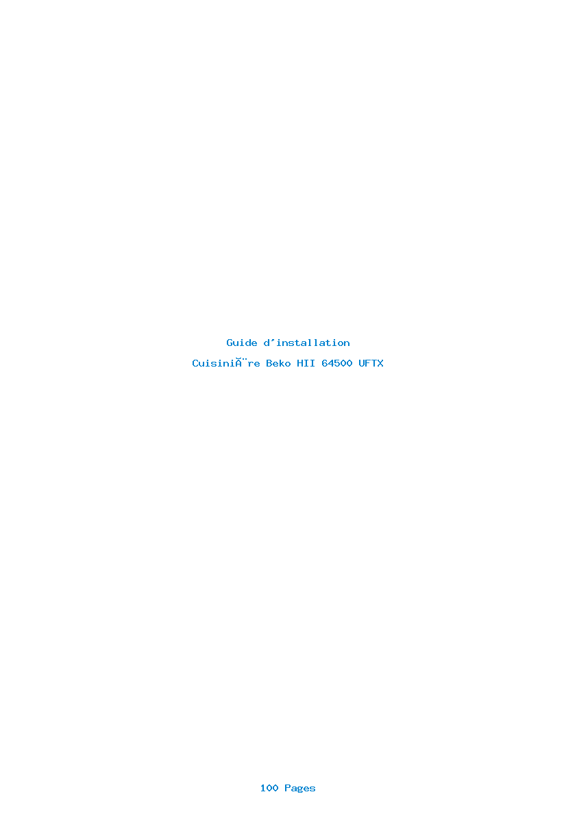 Page 1 de la notice Guide d'installation Beko HII 64500 UFTX
