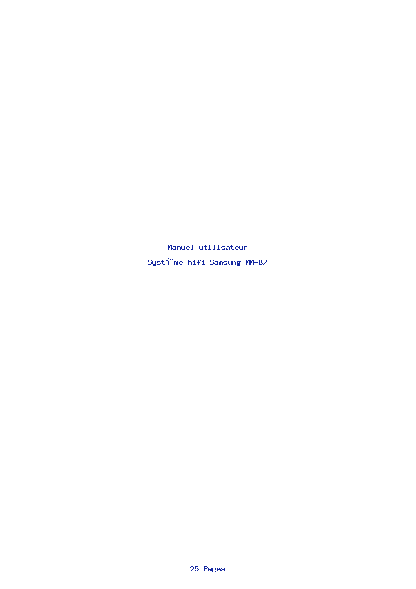 Page 1 de la notice Manuel utilisateur Samsung MM-B7