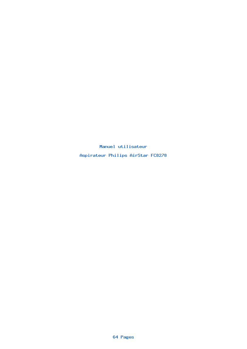 Page 1 de la notice Manuel utilisateur Philips AirStar FC8278