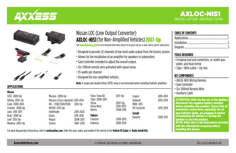 Page 1 de la notice Manuel utilisateur AXESS AXLOC-NIS1