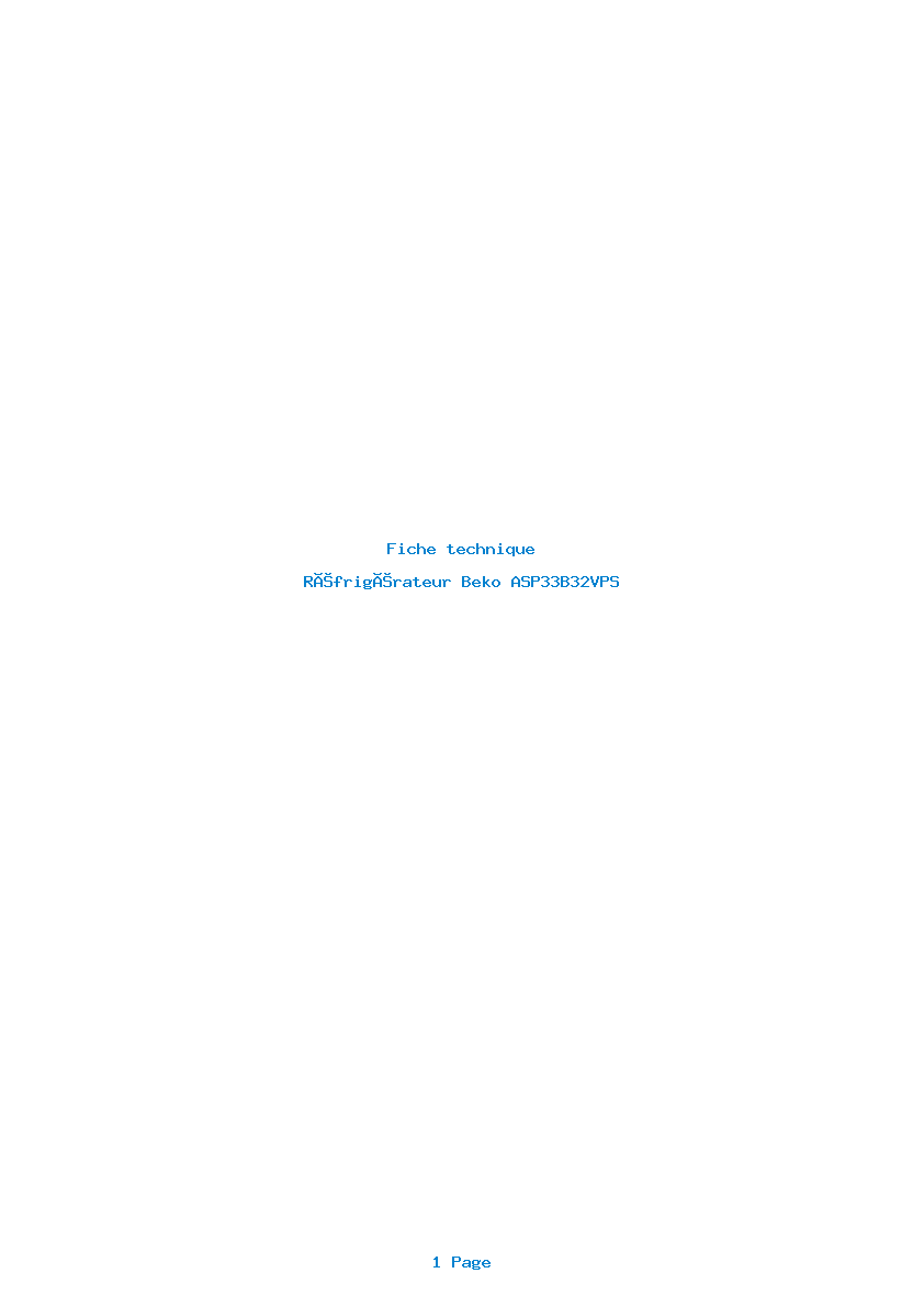 Page 1 de la notice Fiche technique Beko ASP33B32VPS