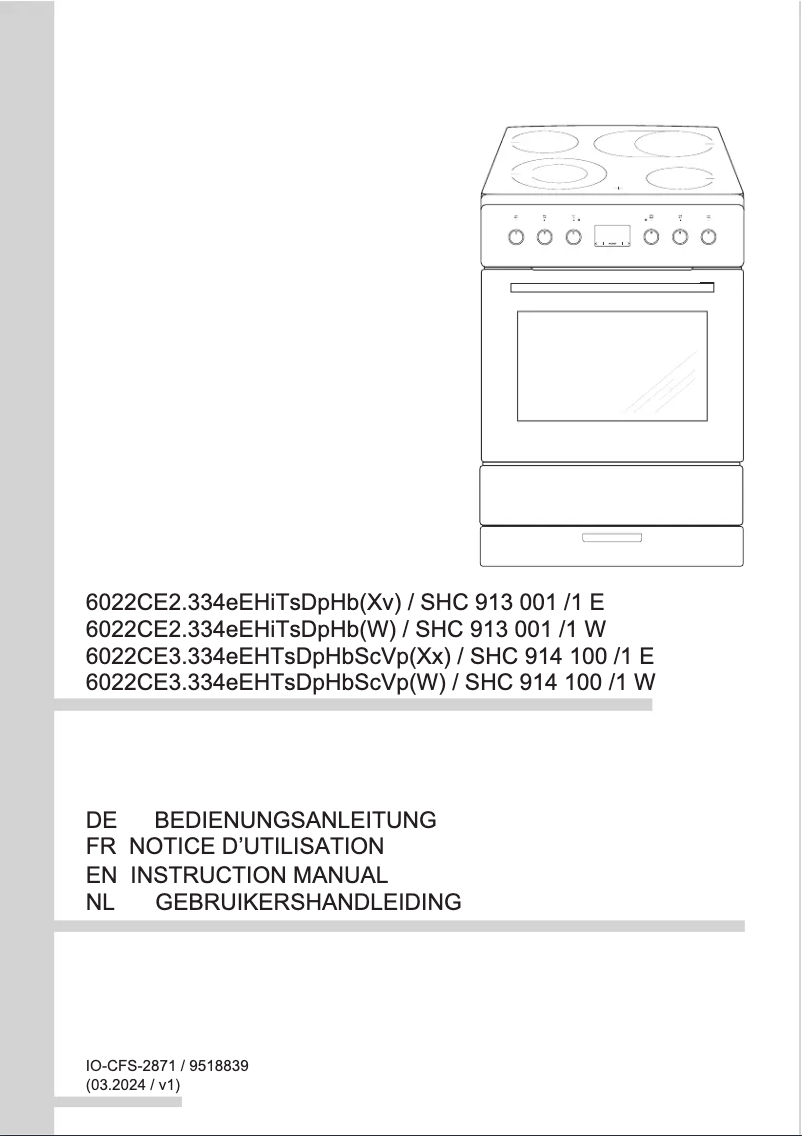 Page 1 de la notice Manuel utilisateur Amica SHC 913 001 W