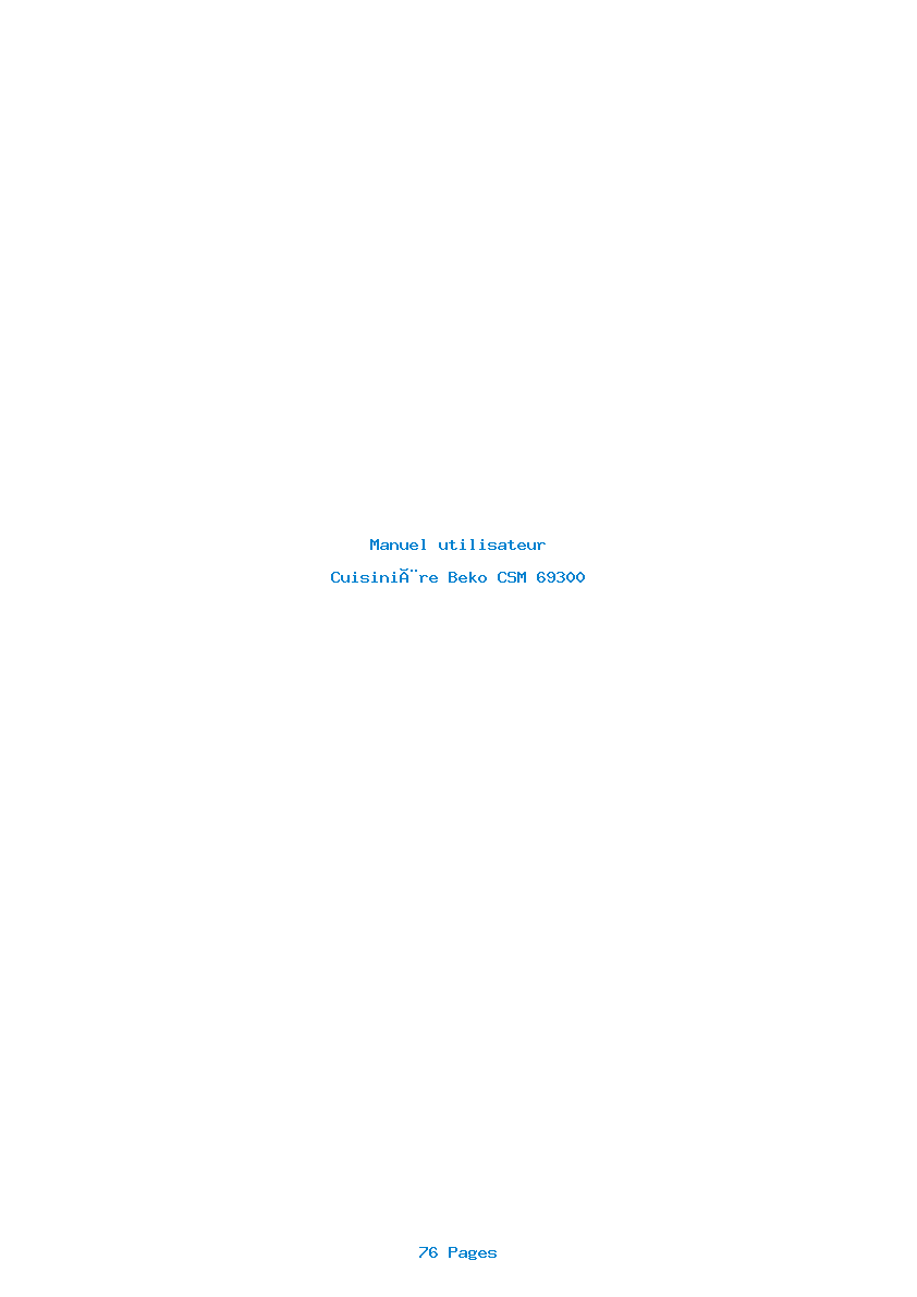 Page 1 de la notice Manuel utilisateur Beko CSM 69300