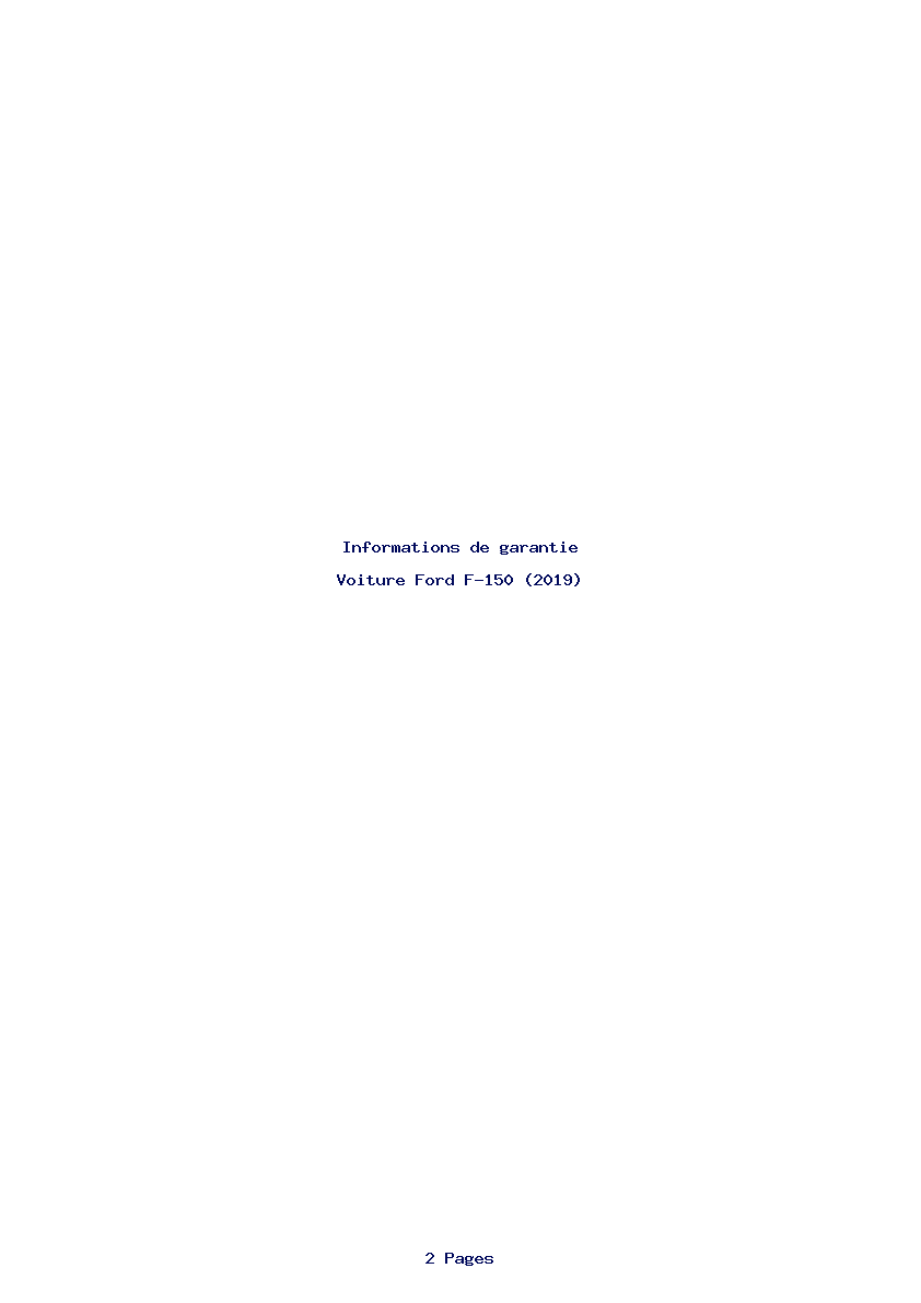 Page 1 de la notice Informations de garantie Ford F-150 (2019)