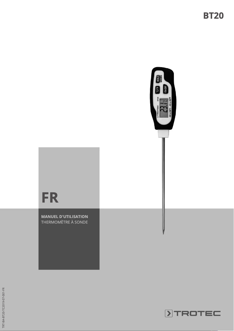 Page 1 de la notice Manuel utilisateur Trotec BT20