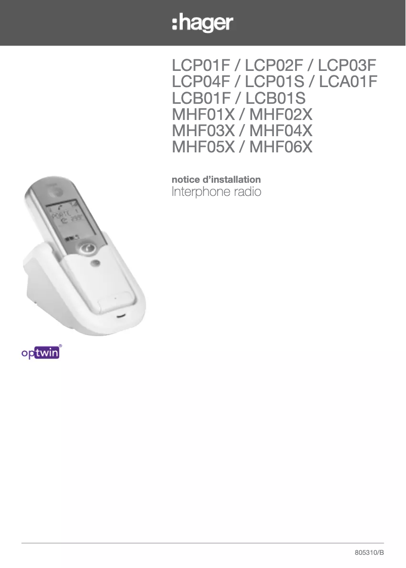 Page 1 of the manual User Manual Hager LCP02F