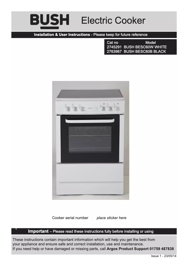 Page 1 de la notice Manuel utilisateur Bush BESC60W