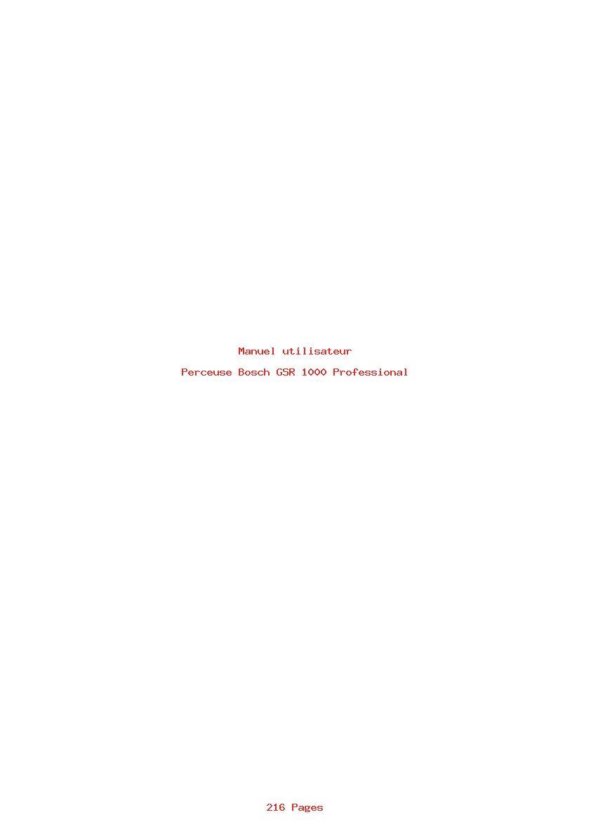 Page 1 de la notice Manuel utilisateur Bosch GSR 1000 Professional