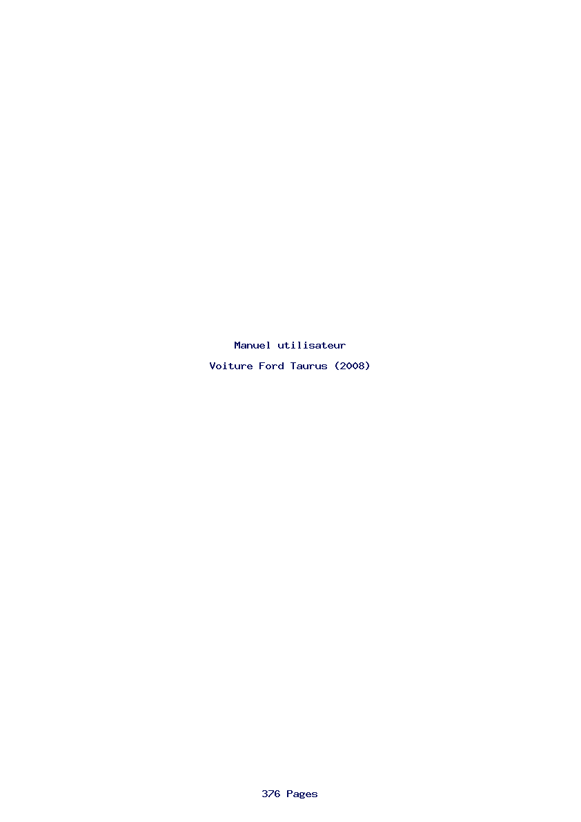 Page 1 de la notice Manuel utilisateur Ford Taurus (2008)