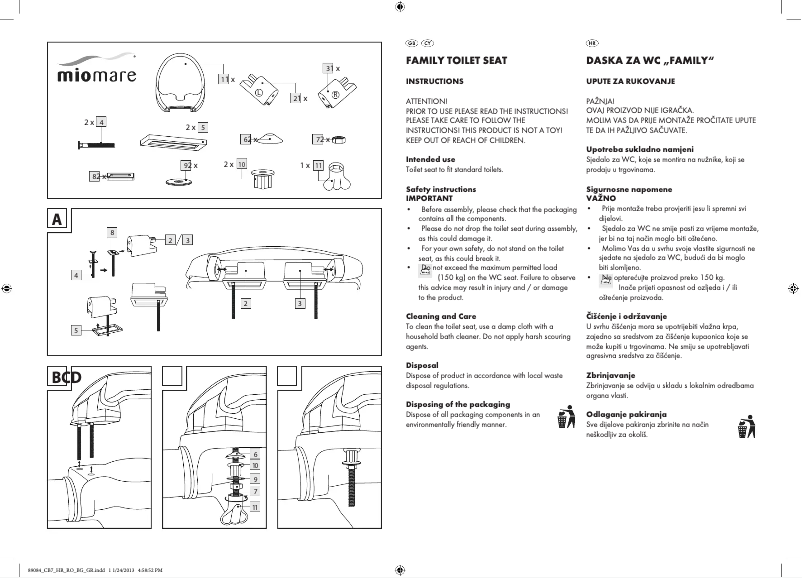 Page 1 de la notice Manuel utilisateur Miomare IAN 89084