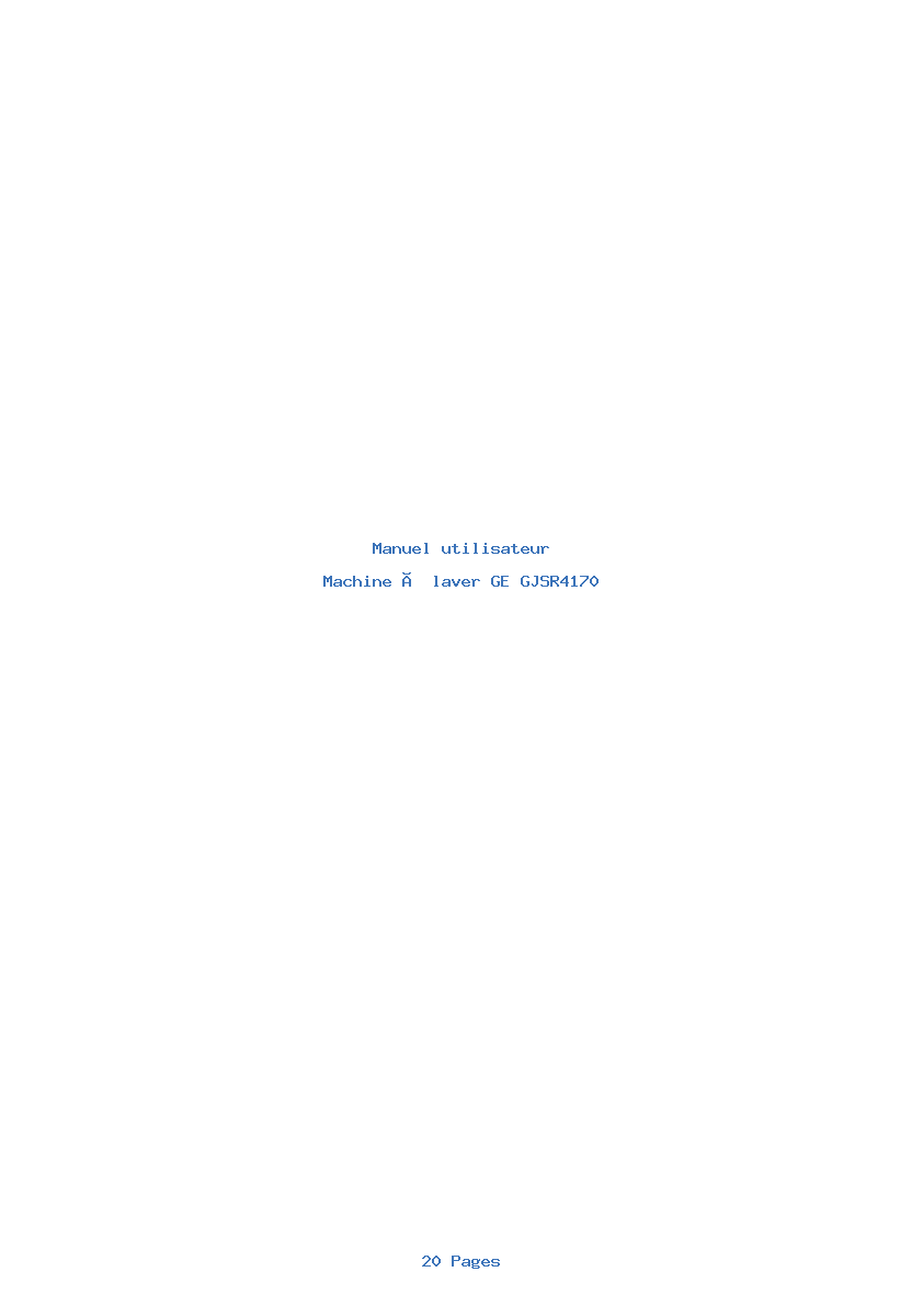 Page 1 de la notice Manuel utilisateur GE GJSR4170