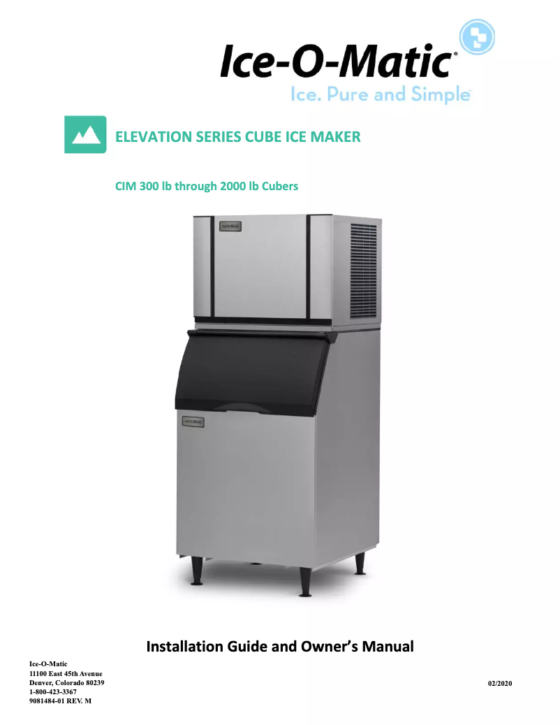 Page 1 de la notice Manuel utilisateur Ice-O-Matic Elevation CIM1447FA