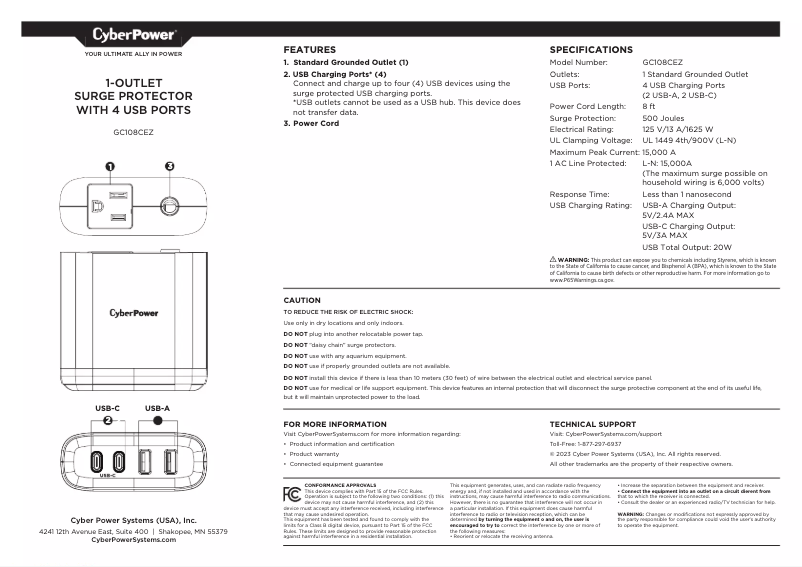 Página 1 del manual Manual de usuario CyberPower GC108CEZ