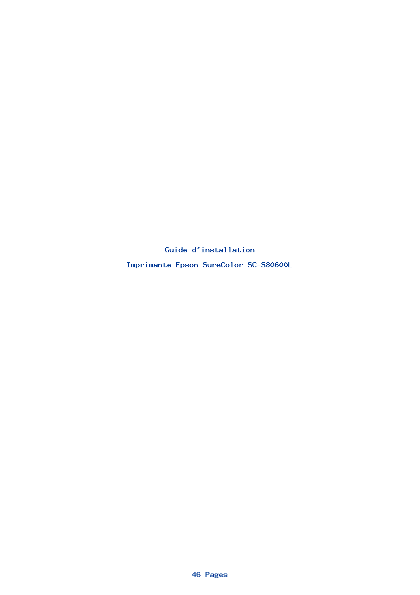 Page 1 de la notice Guide d'installation Epson SureColor SC-S80600L