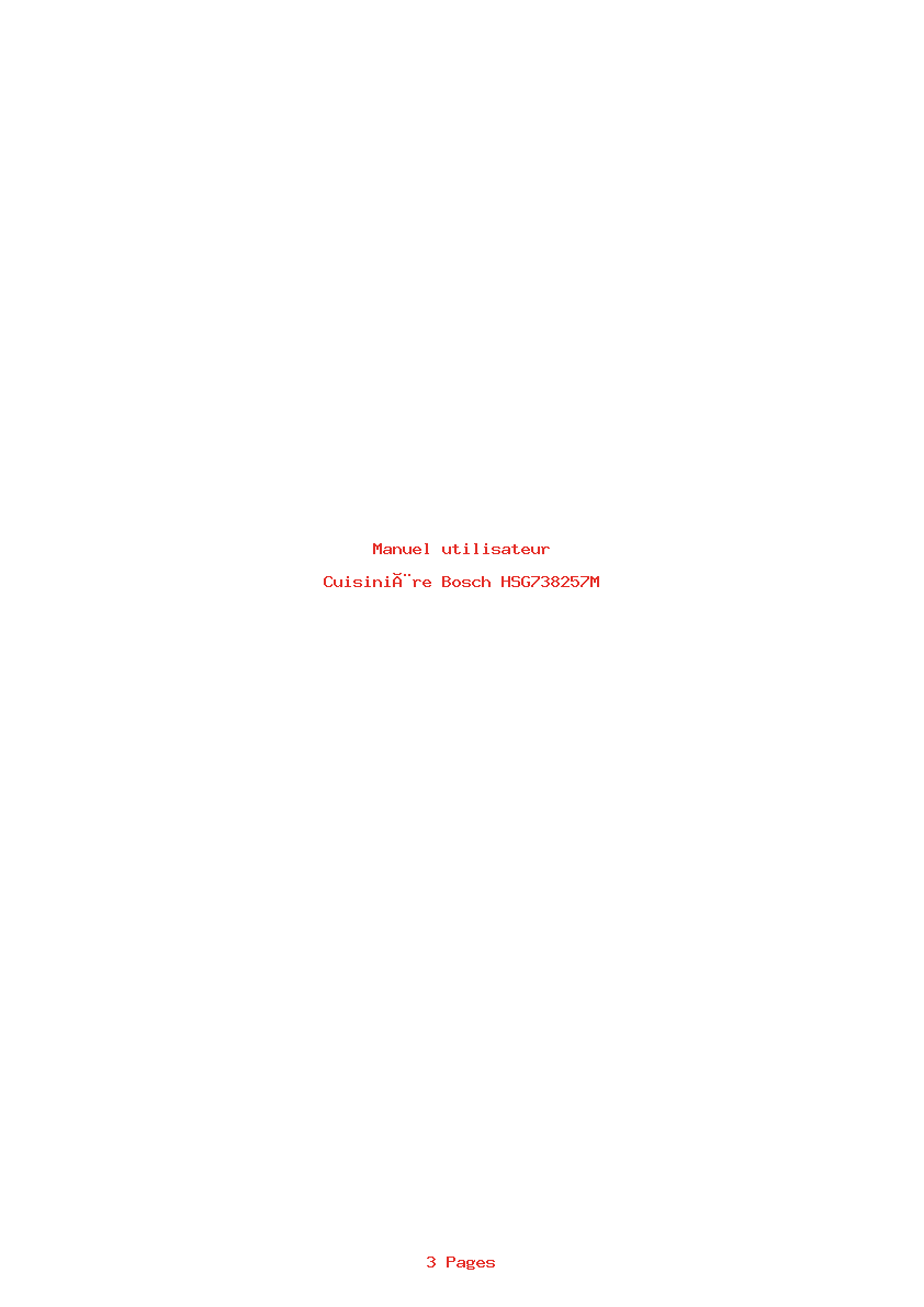 Page 1 de la notice Manuel utilisateur Bosch HSG738257M
