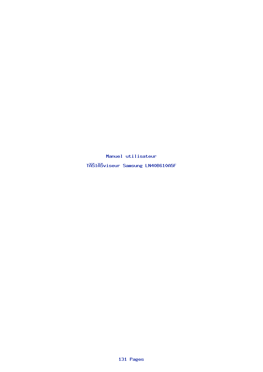Page 1 de la notice Manuel utilisateur Samsung LN40B610A5F