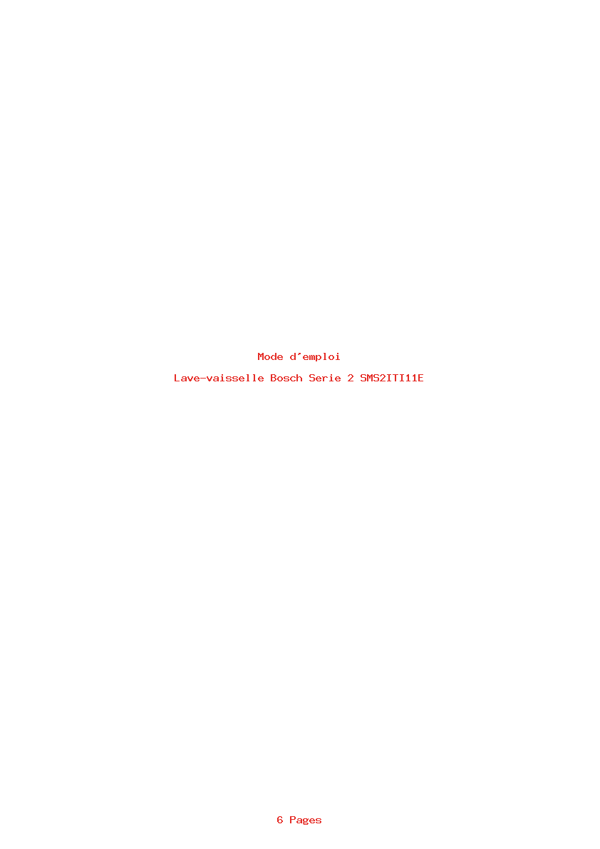 Page 1 de la notice Mode d'emploi Bosch Serie 2 SMS2ITI11E