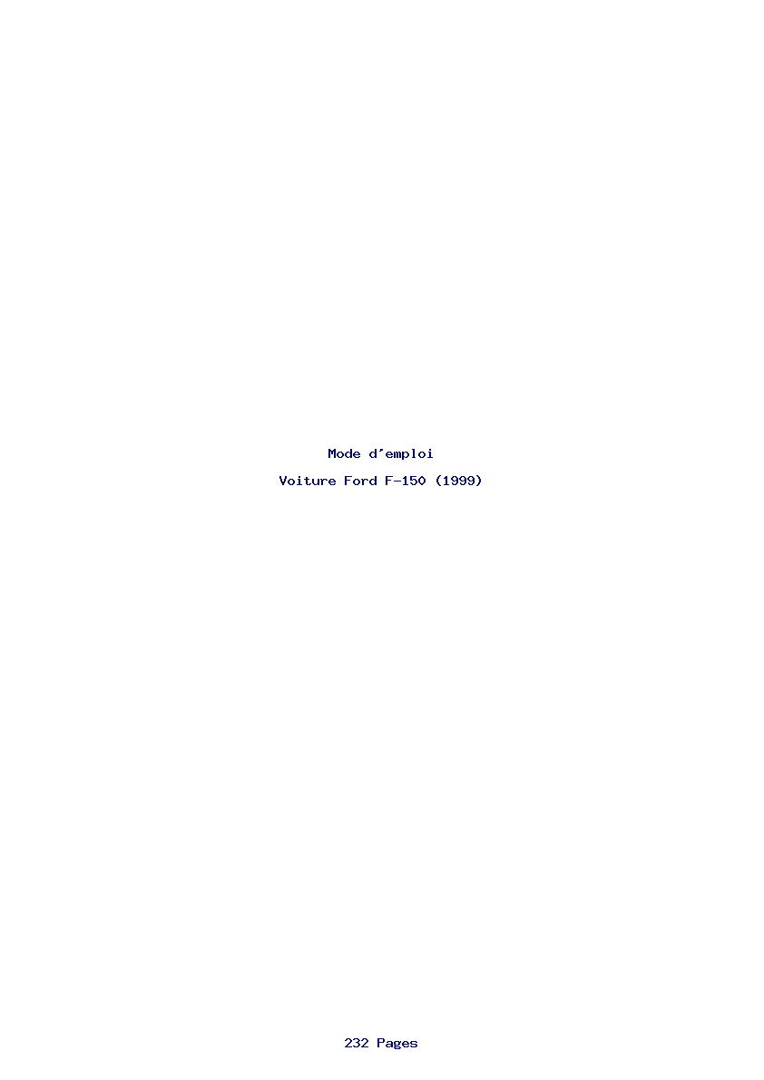 Page 1 de la notice Mode d'emploi Ford F-150 (1999)