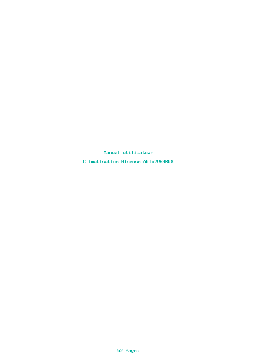 Page 1 de la notice Manuel utilisateur Hisense AKT52UR4RK8