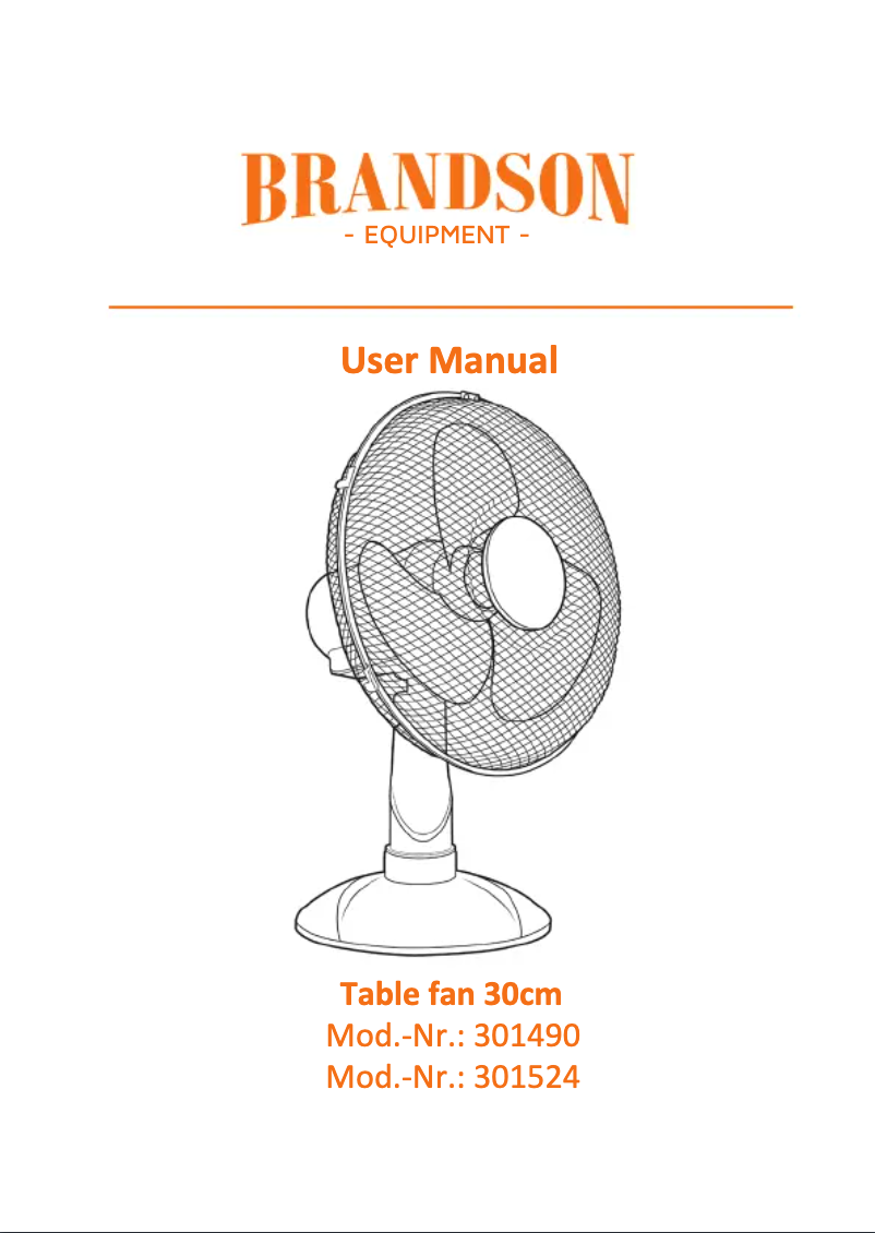 Page 1 of the manual User Manual Brandson 301524