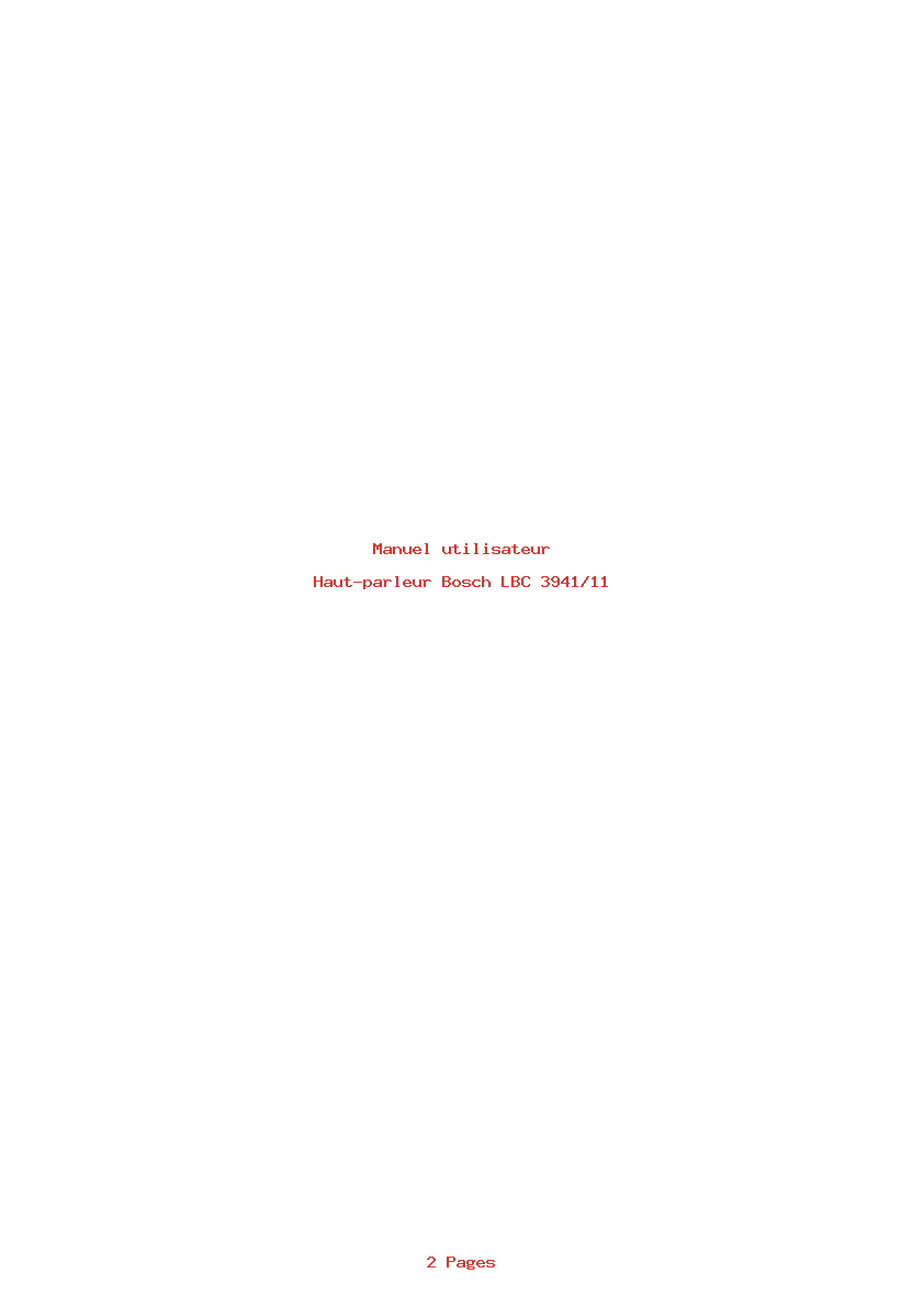 Page 1 de la notice Manuel utilisateur Bosch LBC 3941/11
