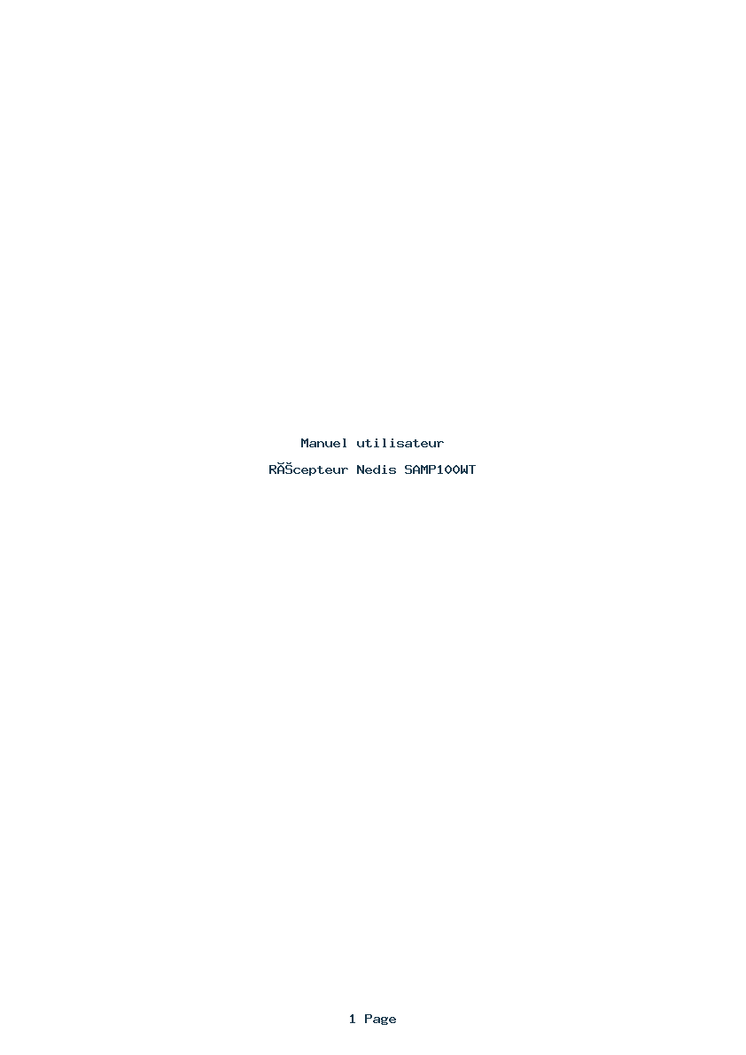 Page 1 de la notice Manuel utilisateur Nedis SAMP100WT