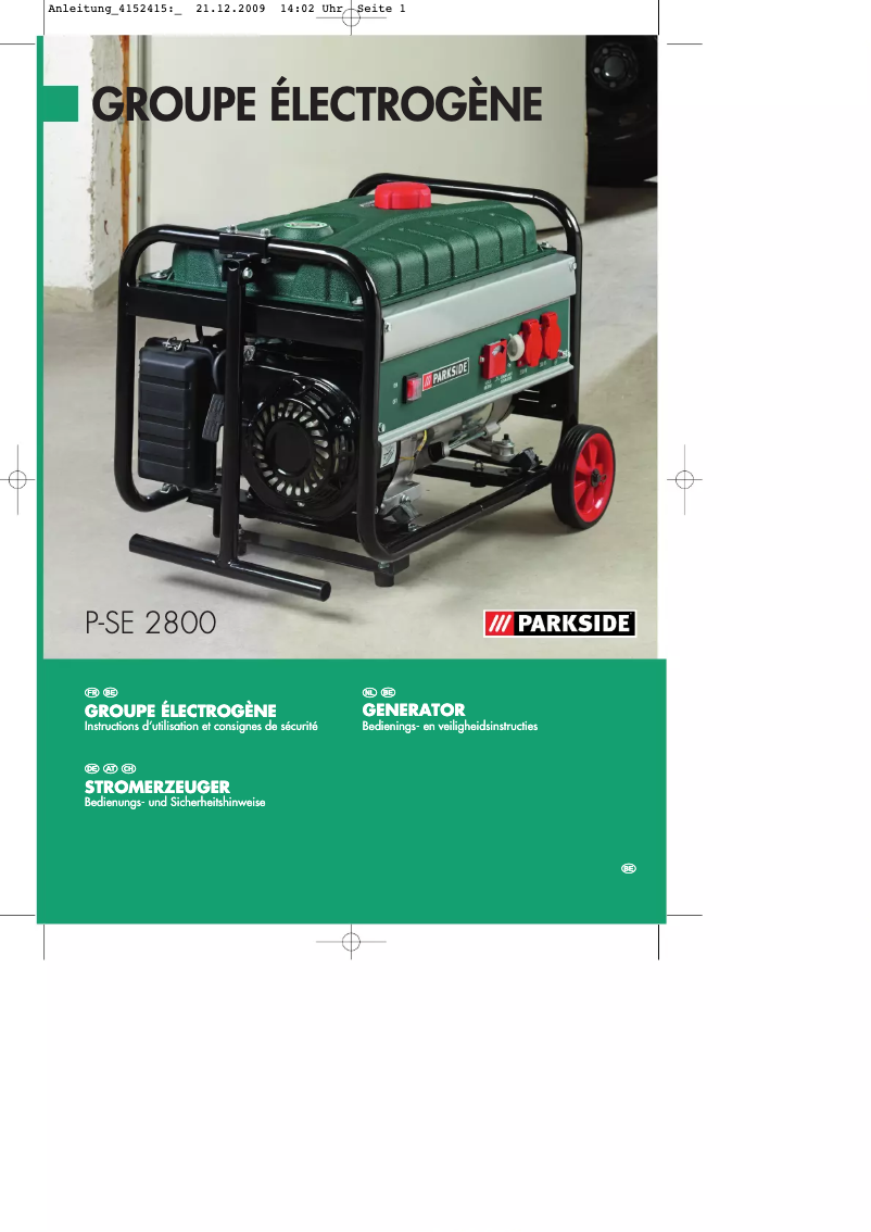 Page 1 de la notice Manuel utilisateur Parkside PSE 2800 A1