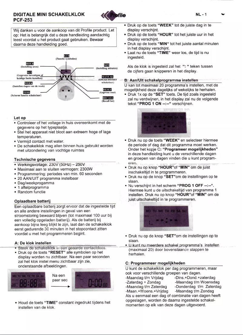 Page 1 de la notice Manuel utilisateur Profile PCF-253