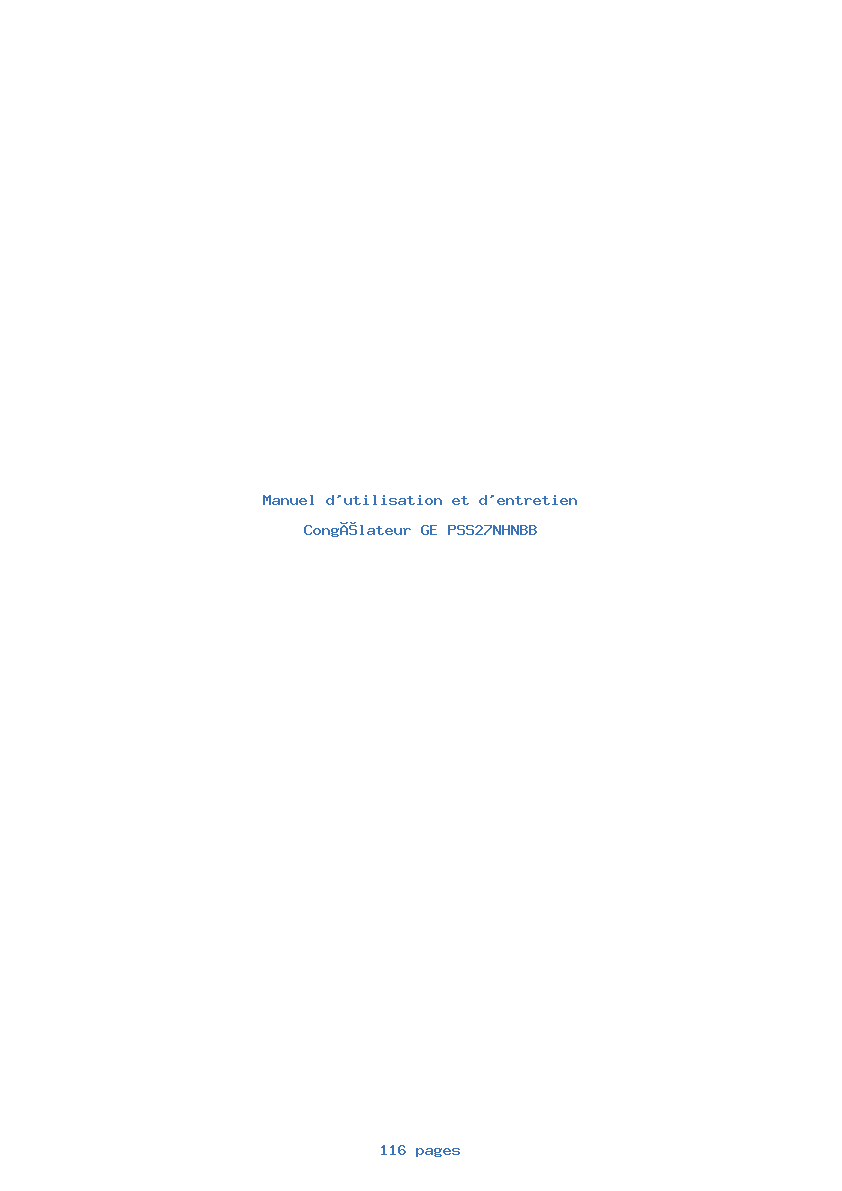 Page 1 de la notice Manuel d'utilisation et d'entretien GE PSS27NHNBB