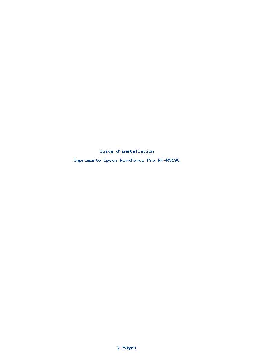 Page 1 de la notice Guide d'installation Epson WorkForce Pro WF-R5190