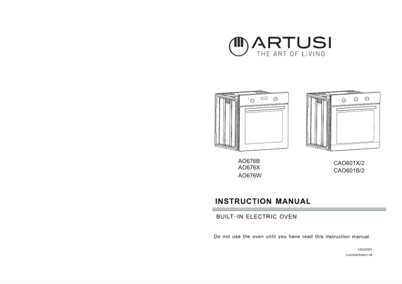 Page 1 de la notice Manuel utilisateur Artusi CAO601X/2
